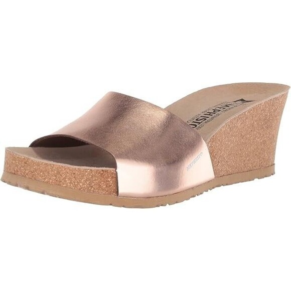 Mephisto Women's Lise Slide Sandal Wedge Heel Pink Metallic EXCELLENT! 36/6 - Picture 5 of 15